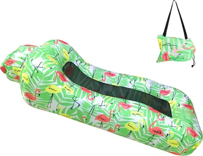 Image de (vert clair) Chaise longue gonflable, lit de plage ultraléger, portable, ergonomique, canapé pneumatique, canapé, étanche, anti-fuite, pour l'intérieur et l'extérieur, la randonnée, le camping, les voyages