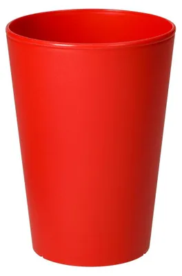 Produktbild von Wiederverwendbarer roter Kunststoff Trinkbecher 0,4 Liter robust transparent konisch für Partys & Festivals