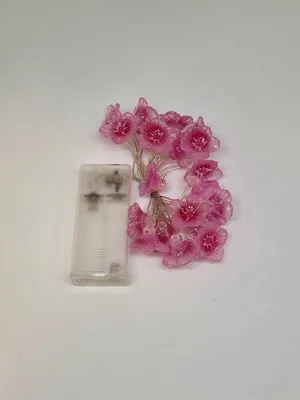 Image de Jumada's – Fleurs roses en fleurs – Éclairage d'ambiance – Éclairage de fête – Multicolore – 20 LED alimentées par batterie – 2 mètres – Guirlande lumineuse