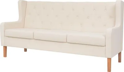 Produktbild von vidaXL 2-tlg. Sofa-Set Stoff Cremeweiß