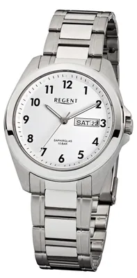 Produktbild von Regent Herrenuhr F524 – Stahl, Zifferblatt weiß