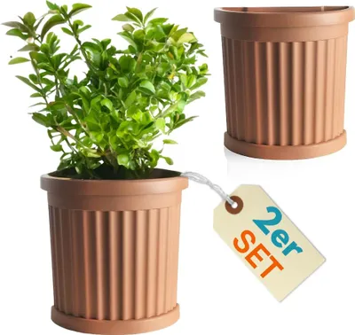 Produktbild von 2er Set Pflanzkübel Halbrund direkt an der Wand Pflanzkübel Groß Außen Blumenkübel Outdoor Pflanztopf Pflanzkasten Blumentopf 50 Terrakotta