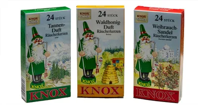 Produktbild von KNOX - 3er Set Räucherkerzen Tanne / Sandel / Waldhonig - Inhalt jeweils 24 Stück, Größe M (Standard)