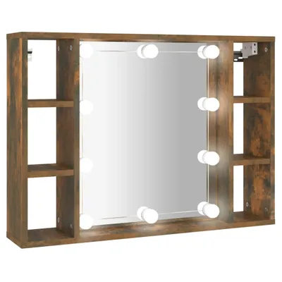 Obrázok produktu pre Zrkadlová skrinka s LED dymový dub 76x15x55 cm