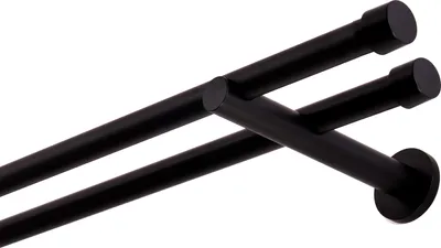 A close-up studio shot of a double curtain rod.