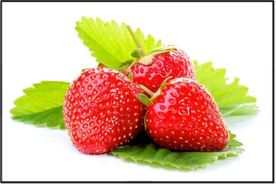 Produktbild von Wallario Wandbild Frische rote Erdbeeren für die Küche, Größe: 61 x 91,50 cm, Poster mit schwarzem Aluminiumrahmen
