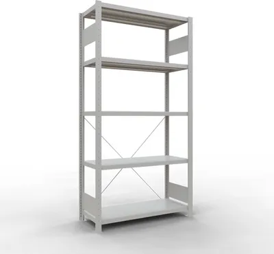 Produktbild von Schulte Fachbodenregal MULTIplus250 Stecksystem | Grundregal | HxBxT 200x100x40cm | 5 Ebenen | Fachlast 250kg | Lichtgrau