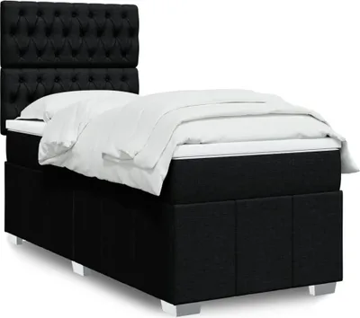 Produktbild von Schlichtes Boxspringbett mit Matratze - Schwarz 100x200 cm Stoff Design Klassische Betten 6554529