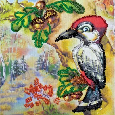 Produktbild von Abris Art Perlenstich Set "Auf einer Eiche", bedruckt, 15x15cm