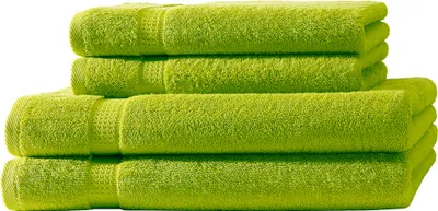 Produktbild von 4er Set Frottee 2x Handtücher 2x Duschtücher Elegance 100% Baumwolle 500 gsm 50x100 cm 70x140 cm apfelgrün
