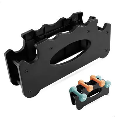 Image de Support d'haltères à deux niveaux - Compact - Noir - Pour 4 petits haltères