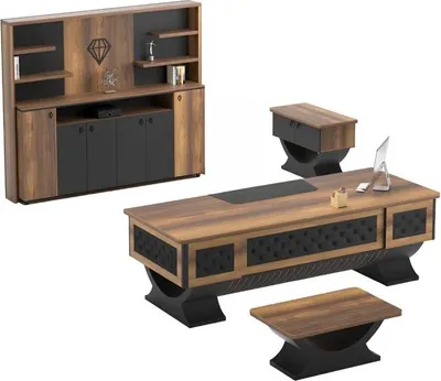 Produktbild von Arbeitszimmer Set Anrichte Couchtisch Tisch Sideboard Holz Braun Schwarz 4tlg