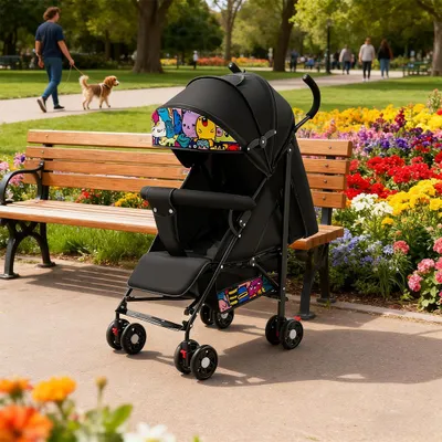 Produktbild von Kinderwagen-Set, Verstellbarer Kinderwagen, Buggy, Kombikinderwagen, Faltbuggy, Reisebuggy, Schiebewagen L48×B67×H98 cm B /DCHZQ/