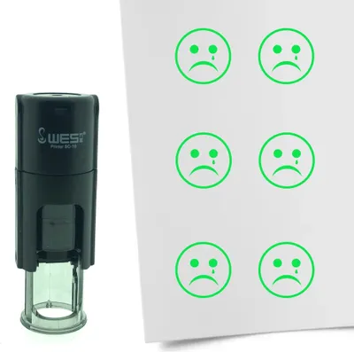 Obrázek produktu pro CombiCraft Stamp Smiley Sad 10mm kulatá - zelený inkoust