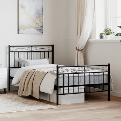 Produktbild von Cloris Designermöbel Bettgestell mit Kopf- und Fußteil Metall Schwarz 100x190 cm 2024 Neu