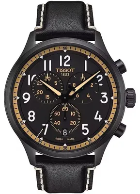 Obrázek produktu pro Pánské náramkové hodinky Tissot Chrono XL Vintage s pouzdrem z nerezové oceli 316L s černou PVD povrchovou úpravou Švýcarské quartzové hodinky s koženým řemínkem, 22 (Model: T1166173605202)