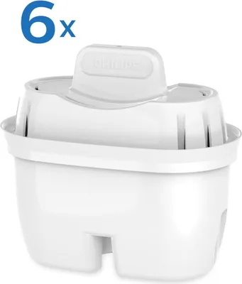 A white water filter cartridge with a Philips logo on a white background.