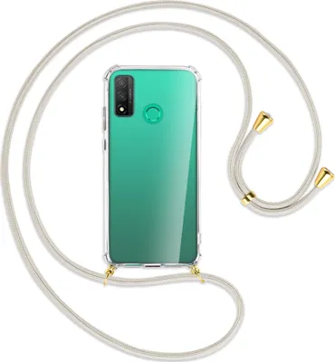 Produktbild von Handykette Backcover-Schutzhülle mit Band (Metall goldfarben) für Huawei P Smart 2020 - broken white