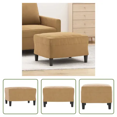 Image de The Living Store pouf marron 60x50x41 cm velours