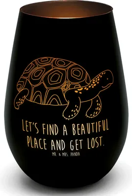 Produktbild von Mr. & Mrs. Panda Laterne Schildkröte Marschieren - Schwarz - Geschenk, Meer, Lieblingsmensch, Windlicht Glas, Kerzenglas, Teelichthalter, Kerzenhalter, Neustart