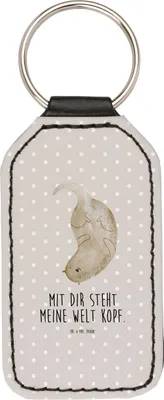 Produktbild von Mr. & Mrs. Panda Schlüsselanhänger Otter Kopfüber - Grau Pastell - Geschenk, Verliebt, schlüsselbund anhänger, schlüssel, Verknallt, kunstleder, Niedlich, Taschenanhänger