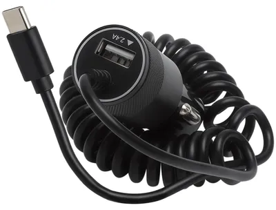 USB-C Autolader, 2 Ports, 40 W, 3,1 A, mit 1,2 m Spiralkabel