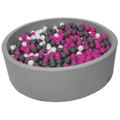 Produktbild von Bällebad für Kinder, Durchmesser ca. 125 cm + 1200 Bälle weiß, rosa, grau