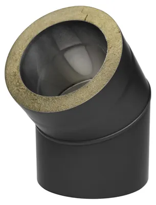 Produktbild von Raik Coltherm Rauchrohrbogen 150mm schwarz doppelwandig 45° ohne Tür für Rauchrohr / Ofenrohr