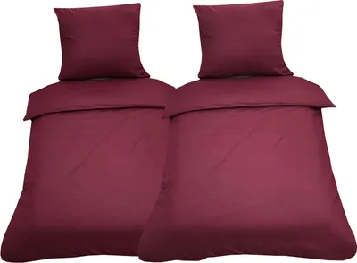 Produktbild von 4 teilige Uni Bettwäsche 135 x 200 cm bordeaux Einfarbig Renforce Baumwolle