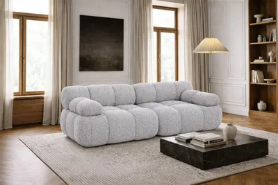 Produktbild von Kaiser Möbel Couch, 2-Sitzer Sofa modular, Bouclé-Stoff Abriamo, Hellgrau, Selia