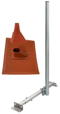 Produktbild von PremiumX BASIC X120-48 SAT Dachsparrenhalter 120cm Mast ALU-Ziegel Tülle rot