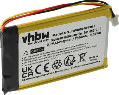 Produktbild von vhbw Akku Ersatz für Garmin 361-00019-16, 361-00019-40, ED38BD4251U20, 361-00019-12 für GPS Navigation Navi (1250 mAh, 3,7 V, Li-Polymer)