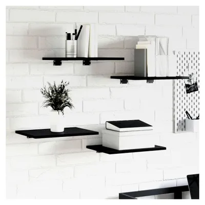 Produktbild von Regalbrett 4 Stück Schwarz 40 x 30 x 1,5 cm Holzwerkstoff, Wandboard für Badezimmer, Büro und Wohnzimmer