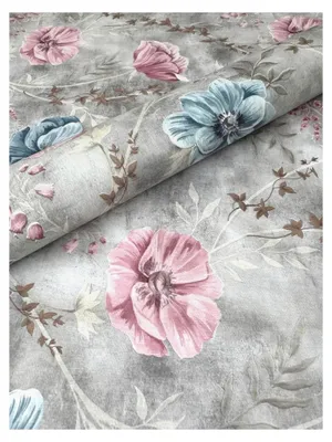 Produktbild von PVC Tischdecke Floretta grau blau rosa Meterware abwaschbar, Größe: 90 x 90 cm