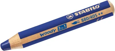 Image de Crayons de couleur, aquarelle & craies de cire - STABILO woody 3 in 1 - Pack de 5 - bleu outremer