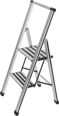 Obrázok produktu pre WENKO skladací rebrík pre domácnosť protišmykový 2 kroky hliníkový dizajn