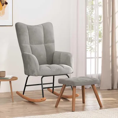 Obrázek produktu pro vidaXL Houpací křeslo s taburetem Light Grey Velvet