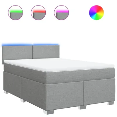 Productafbeelding van vidaXL Boxspringbed met matras, lichtgrijs, 140x200 cm, gestoffeerd