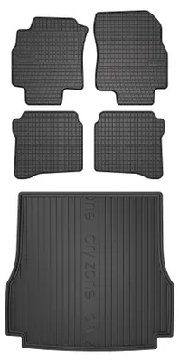 Imagen del producto de Alfombrillas de goma + bandeja de maletero para Nissan Primera P12 2002-2007 (familiar) – juego de 5 piezas, negras, a medida – Wielganizator SolidPRO