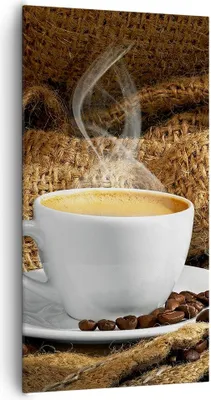 Produktbild von Bild auf Leinwand - Leinwandbild - Cappuccino Tasse Körner Beutel - 65x120cm - Wand Bild - Wanddeko - Leinwanddruck - Bilder - Kunstdruck - Wanddekoration - Leinwand bilder - Wandkunst - PA65x120-2383