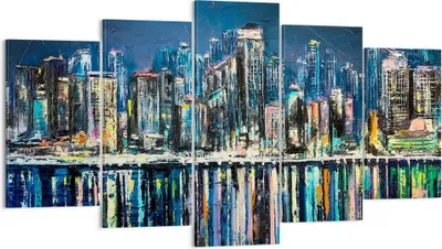 Produktbild von Bild auf Leinwand - Leinwandbild - Stadt Aussicht Wasser - 160x85cm - Wand Bild - Wanddeko - Leinwanddruck - Bilder - Kunstdruck - Wanddekoration - Leinwand bilder - Wandkunst - EA160x85-3461