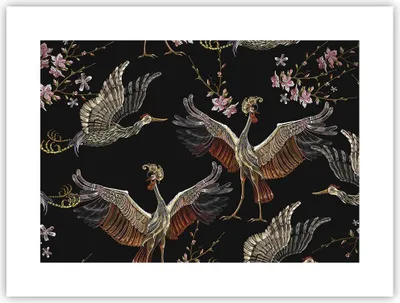 Produktbild von Poster - Poster ohne Rahmen - Asiatisch Vögel Verziert - 40x30 cm - Wand Bild - Wanddeko - Wandbilder - Kunstposter - Wandposter - Bilder - Kunstdruck - Wanddekoration - Wandbild - P2XAA40x30-4556