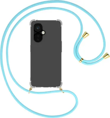 Produktbild von Handykette Backcover-Schutzhülle mit Band (Metall goldfarben) für OnePlus Nord CE 3 5G (6.7'') - himmelblau