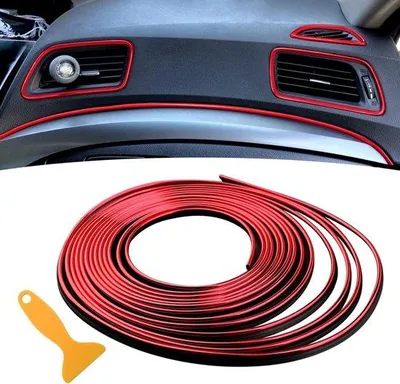 Image de Kit de bandes adhésives flexibles pour intérieur de voiture, 5 m, noir