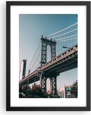 Produktbild von Gerahmtes Poster - Schwarzer Rahmen - Manhattan Brücke Brücke - 30x40 cm - Wand Bild - Wanddeko - Wandbilder - Kunstposter - Wandposter - Bilderrahmen - Bilder - Kunstdruck - P2BPA30x40-4675