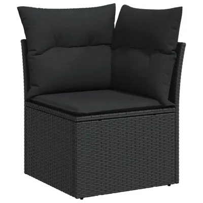 Zdjęcie produktu dla Narożna sofa ogrodowa z poduszkami, czarny polirattan