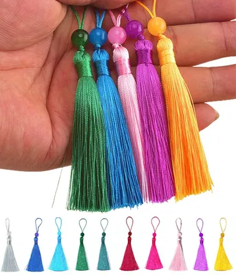 Mini-Quasten-Anhänger, 20 Stück, 10 Farben, Polyester, 7 cm