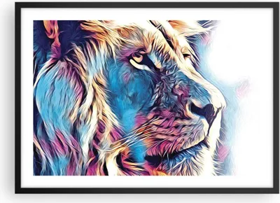 Produktbild von Gerahmtes Poster - Schwarzer Rahmen - Löwe Mähne Märchen - 70x50 cm - Wand Bild - Wanddeko - Wandbilder - Kunstposter - Wandposter - Bilderrahmen - Bilder - Kunstdruck - P2BAA70x50-4713
