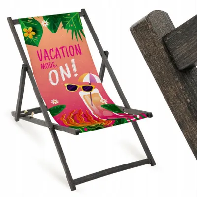 Produktbild von Klappbarer Gartenliegestuhl „Vacation Mode: On!“ – leichte Campingliege für Garten, Balkon und Urlaub