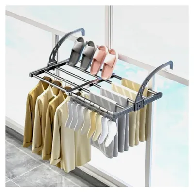 Produktbild von Balkon Wäscheständer Wäschetrockner Ausziehbar Faltbar Klein, Heizkörper Wäscheständer Heizung Hängetrockner Wand für Innen & Außen (38-55 cm), Winddicht Sockenaufhänger Inklusive